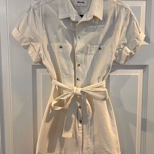 ROLLA'S Cream Button-Up Romper with Belt